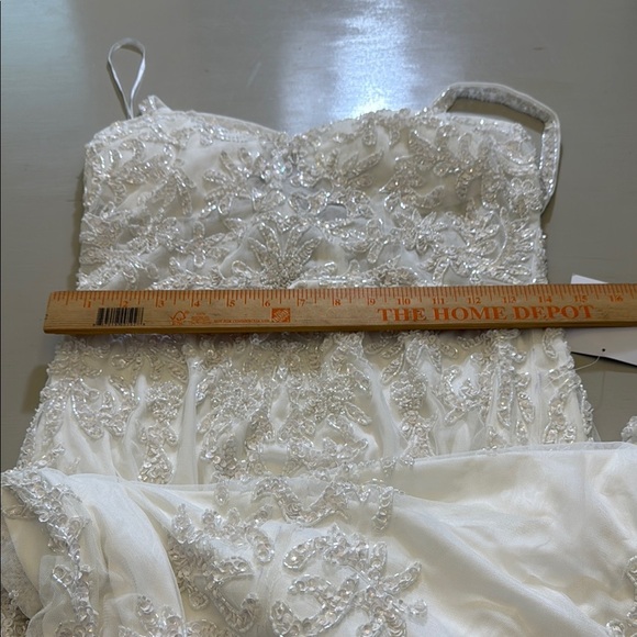 Lulus Momentous Love White Beaded Bustier Mesh Mermaid Maxi Dress Size Large - Picture 7 of 16